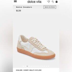 Size 7 cream and ivory Dolce Vita sneakers, never worn